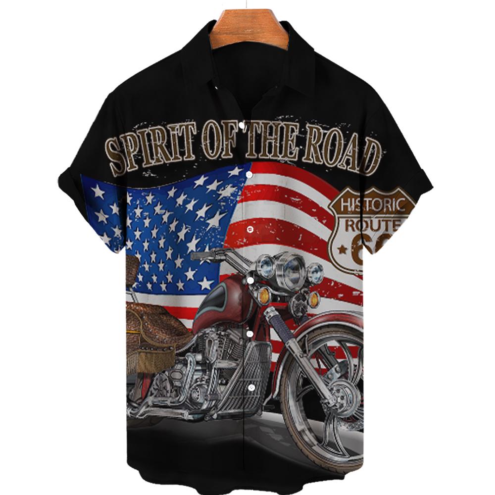 Hawaiian Colorful Sci-Fi Space War Elements Printing Breast Pocket Short Sleeve Shirt Loose Versatile Casual Sports Summer Men