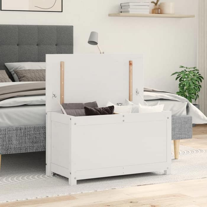 823535 vidaXL Boîte de rangement Blanc 80x40x45,5 cm Bois massif de pin