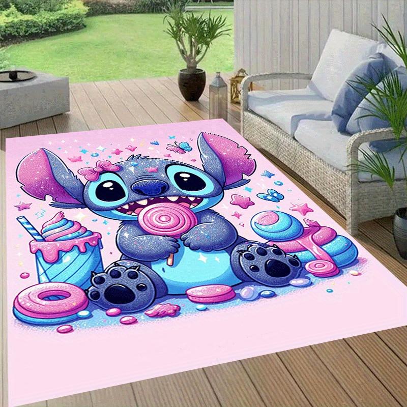 1pc Cute Stitch Pattern Area Rug Soft Flannel Floor Mat for Living Room,Office,Bedroom and Carpet,Sofa Coffee Table Floor Mat