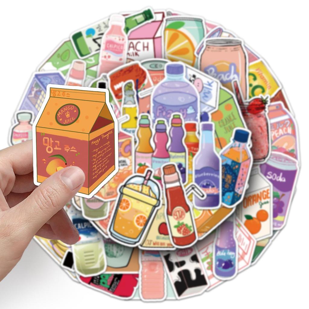50-Piece Ins Style Fresh Beverage Bottle & Laptop PVC Sticker Set