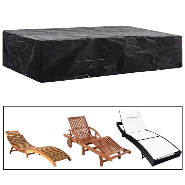 Housse de chaise de jardin VIDAXL - 218 x 77 x 55 cm - Noir - Imperméable et résistante aux UV