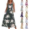 Fashionable Women's Summer Dress with Gradient Print, Elegant Casual Wear, Beach Vacation Sun Skirt with Pocket