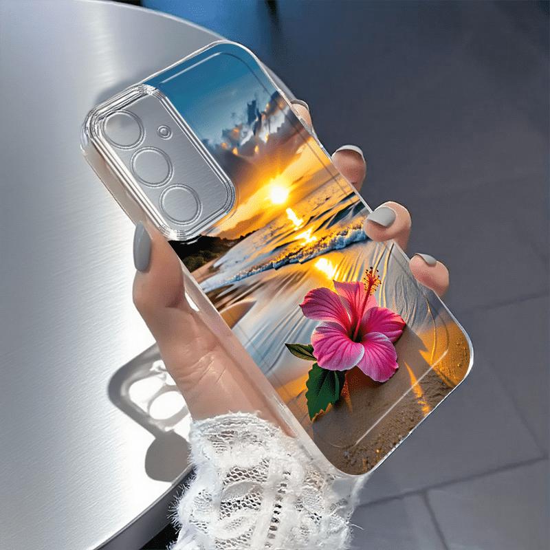 Transparent phone case for beach sunset scenery suitable for Samsung Galaxy S26 S25 S24 S23 S22 S20 FE Ultra Plus anti fall