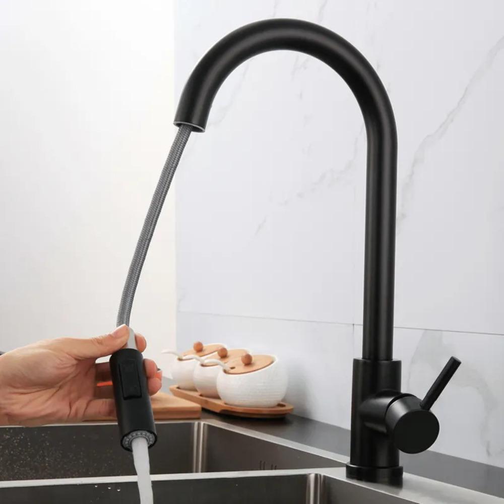 Kitchen Faucet Pull Out Brushed Nickle Sensor Stainless Steel Black Smart Induction Mixed Tap Touch Control Sink Tap