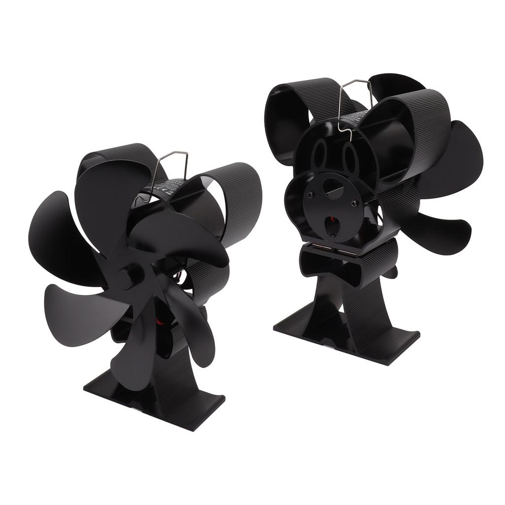 6 Blade Heat Powered Stove Fan for Wood Fireplace Chimney Fireplace Fan Increases Warm Air Silent Operation Black
