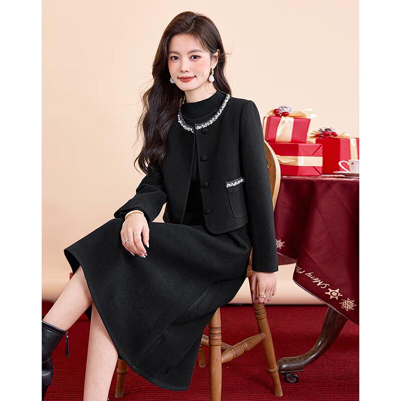 Elegantes Tweed-Jacken- und Rock-Set für Damen