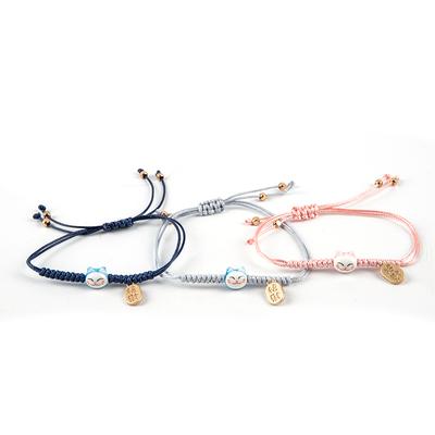 Ručně vyráběný provázkový náramek s kočkou pro štěstí, dárky k narozeninám, přívěsek Maneki Neko, náramky pro páry