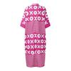 Oversized Women V Neck Long Sleeve Patchwork Print Casual Loose Maxi Kaftan Dress