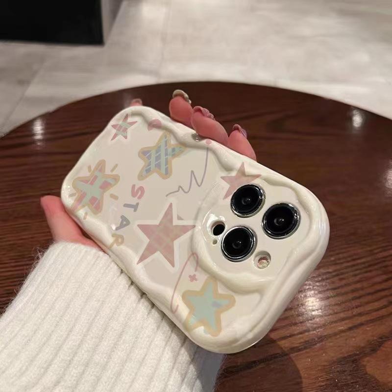 Colorful Plaid Star Creative Mobile Phone Case Mobile Phone Protective Cover for iPhone 15 14PLUS 13 12 11 X XS XR