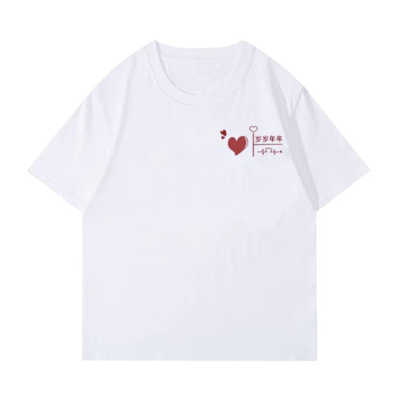 Niche special couple clothing design short-sleeved T-shirt summer high-end casual loose men s and women s short-sleeved tops S