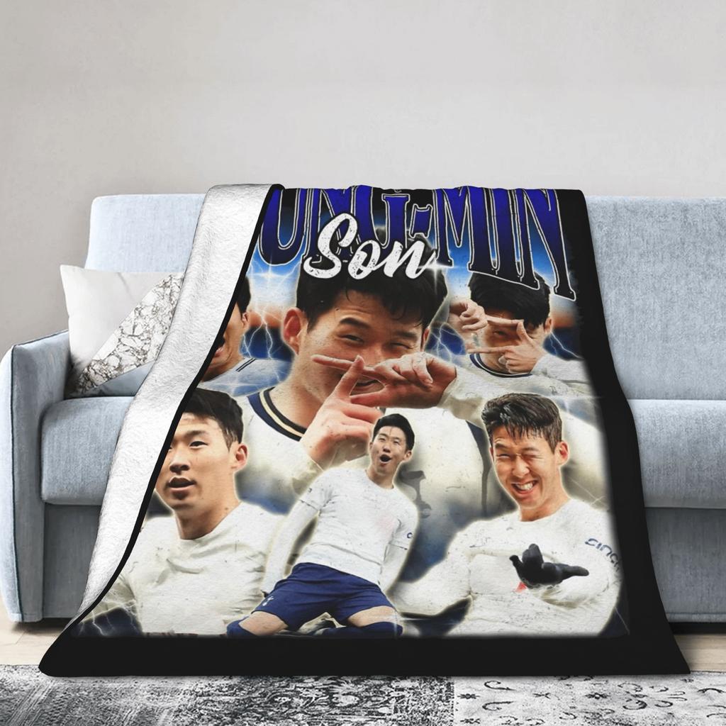 Son Heung-Min Soccer Football Fleece Throw Blankets Number 7 Blanket for Home Bedroom Lightweight Bedroom Quilt