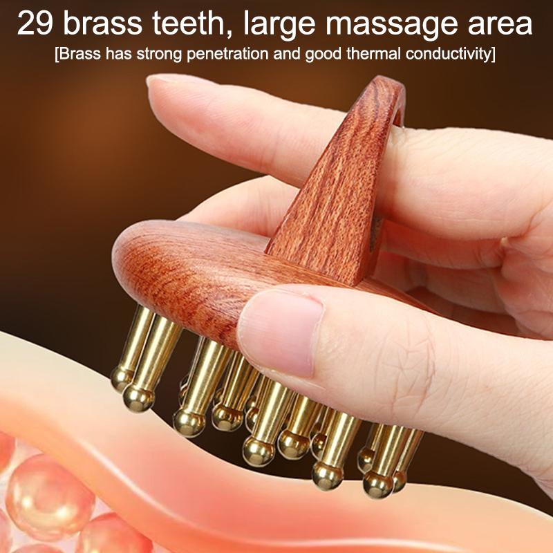 Handheld Brass And Wood Therapy Tools Mushroom Lymphatic Drainage Massager Trigger Point Massage Tool For Deep Tissue Body Shape