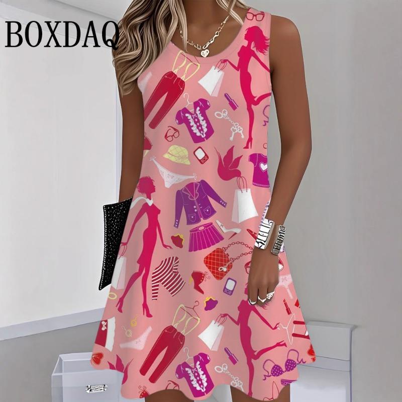 

2026 New Fashion Pattern 3D Printing Women S Dresses For Summer Tank Beach Holiday Hawaii Sleeveless Loose Dress Casual Sundress L