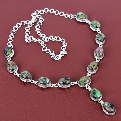 Kupfer Rubin Zoisit Halskette Edelstein Schmuck 925 Sterlingsilber verstellbare Kettenhalskette handgefertigte Halskette Geschenk für Ehefrau Designerschmuck