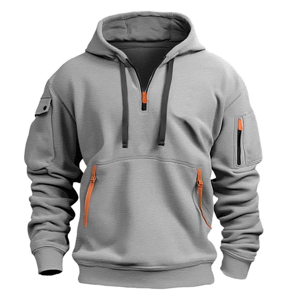 

Men s Zip-Up Hooded Sweatshirt with Pockets, S-5XL, Casual Sports Jacket S світло-сірий колір