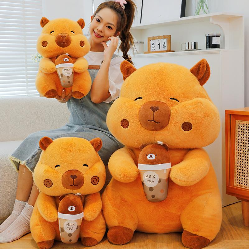 Milk Tea Capybara Plush Toy Cute Cartoon Girl Birthday Holiday Gift Pillow Doll