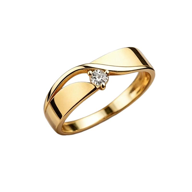 1 Stück Damen Eleganter Schmuck Leichter Luxus Geometrische Linien Party Ring Gold Kupfer Zirkonit Fingerringe