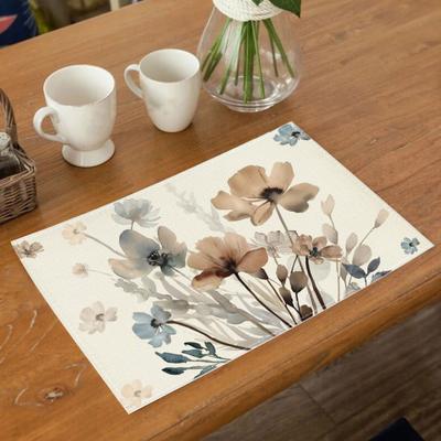 1/4 buc. Preșă de loc imprimată cu model floral, izolare termică, rezistentă la riduri, protecție pentru birou, pentru petrecere, bucătărie, decorare pentru sufragerie, covoraș de masă