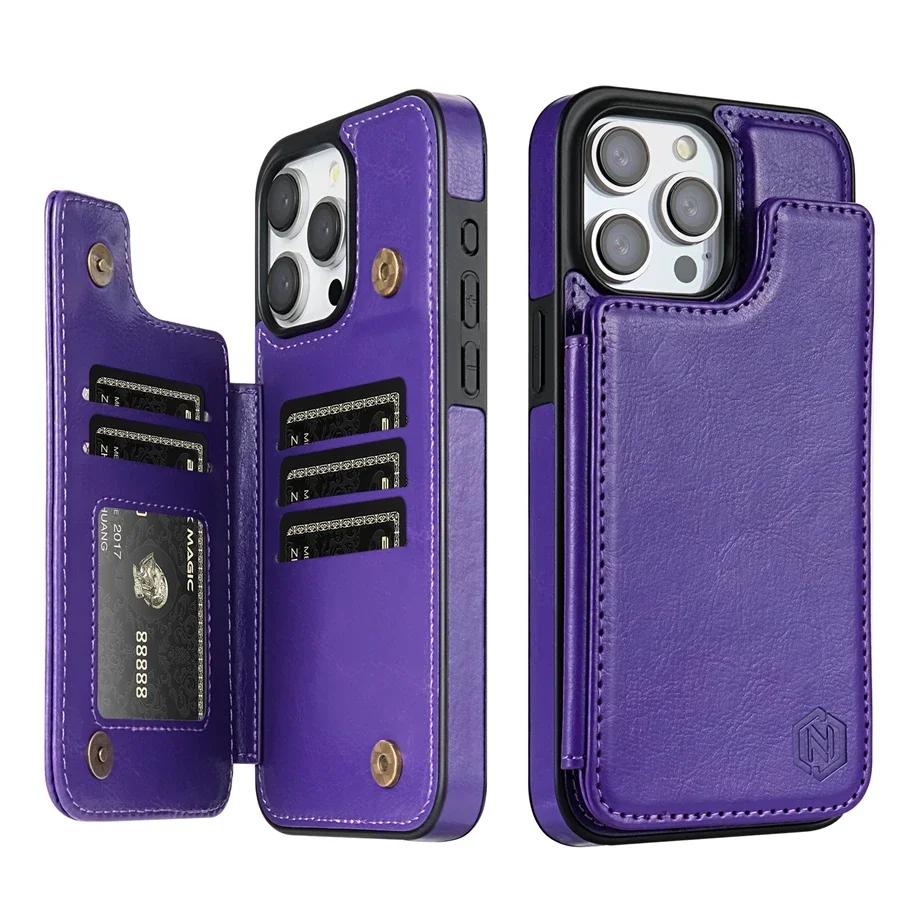 Wallet RFID Blocking Layer Protect Anti-Theft Magnetic Leather Case For iPhone 15 Pro Max 14 Plus 13 12 11 SE 2022 X XS XR 8 7
