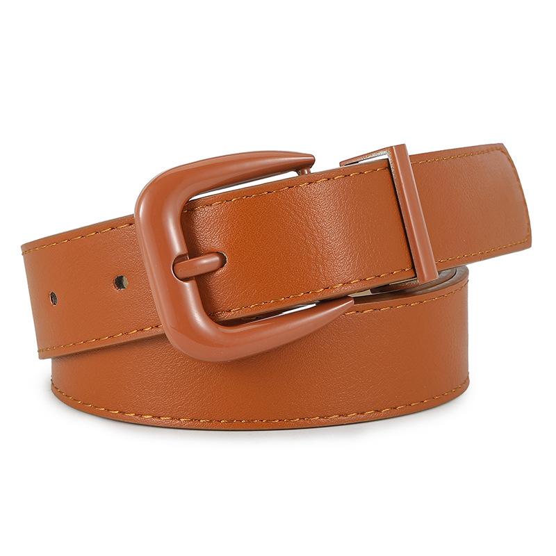 Macaron Plain Bag Pin Buckle Belt Women'S High-End Dress Decorative Pu Belt