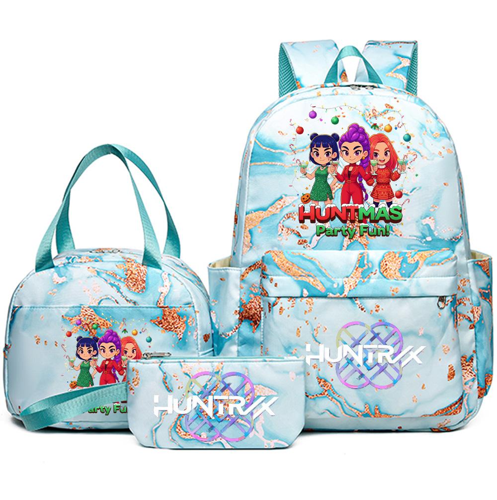 3Pcs/set Christmas Kpop Printed Backpack with Handbag Pencil Case for Teenager Student Girl Boy Bookbag Schoolbag Large Capacity Travel Bag Kid Gift