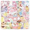 10/30/53pcs Cute Funny Food Sanrio Cartoon Stickers Aesthetic Kuromi My Melody Anime Decals Kawaii Decoration Sticker Toys