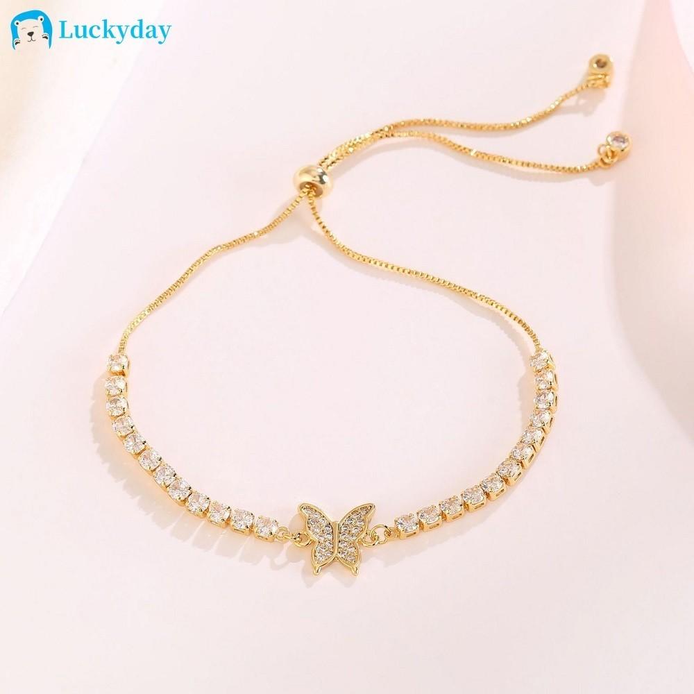 Luxuriöses Zirkon-Schmetterlingsarmband, Goldkette, ausziehbares Armband für Damen, Schmuckzubehör