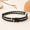 Grommet Waist Belt Punk Double Skinny Chain for Cowboy Grunge Buckle Modern Waistband Waist Chain Studded Belt