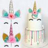 1set Cake Topper Unicorn With 2 Eyelashes Base for Birthday Party Cake Dessert DIY Decoration Supplies
