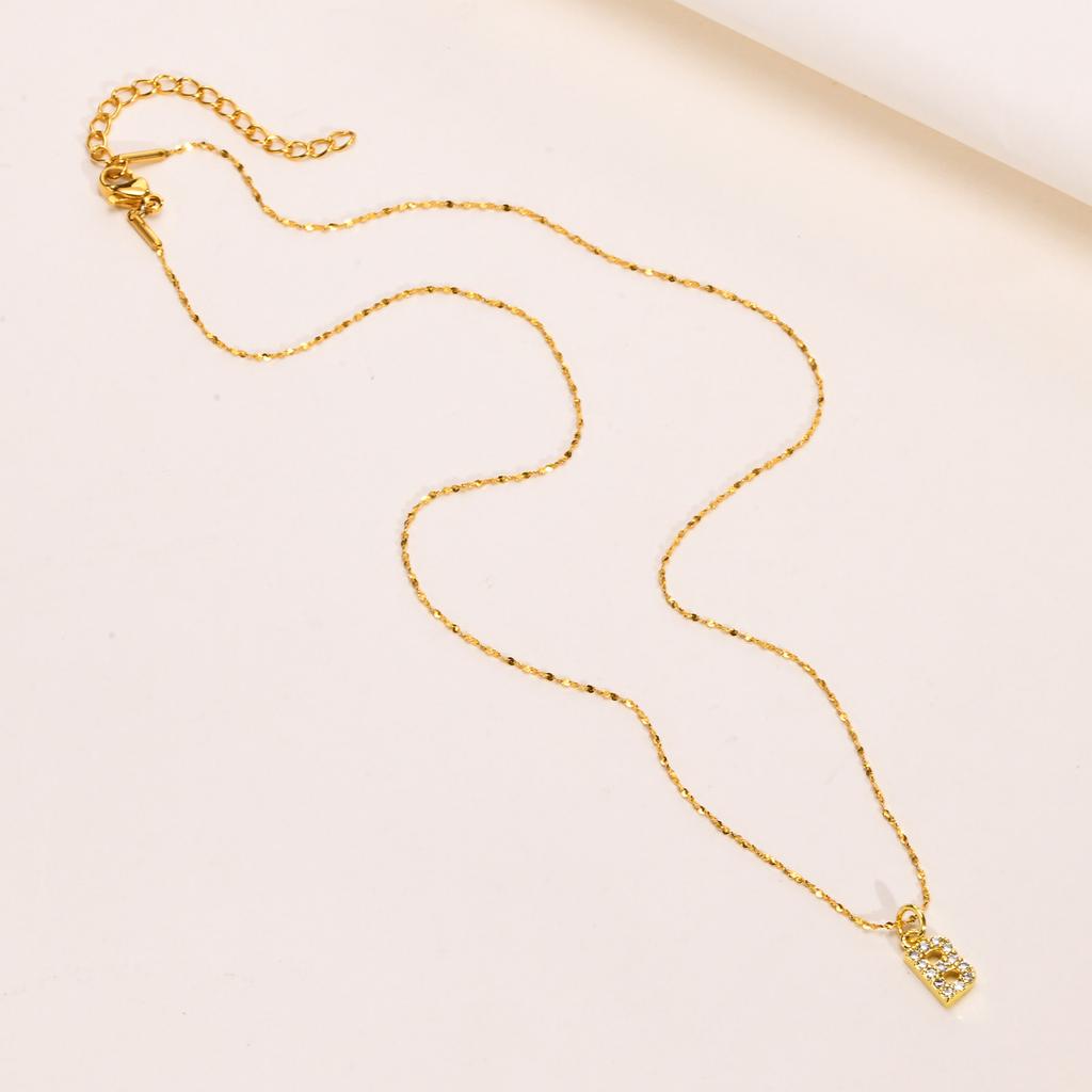 A-Z Initial 26 Letters AAA Cubic Zirconia Pendants Necklace For Women, Stainless Steel Dainty Charm Necklaces Fashion Jewelry