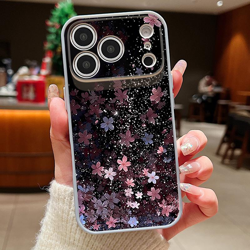 Magnetic For Magsafe Case For iPhone 17 Pro Max Starry Sky Cherry Blossom Pattern Skin Feeling Cover For iPhone 16 15 14 13 Pro Max