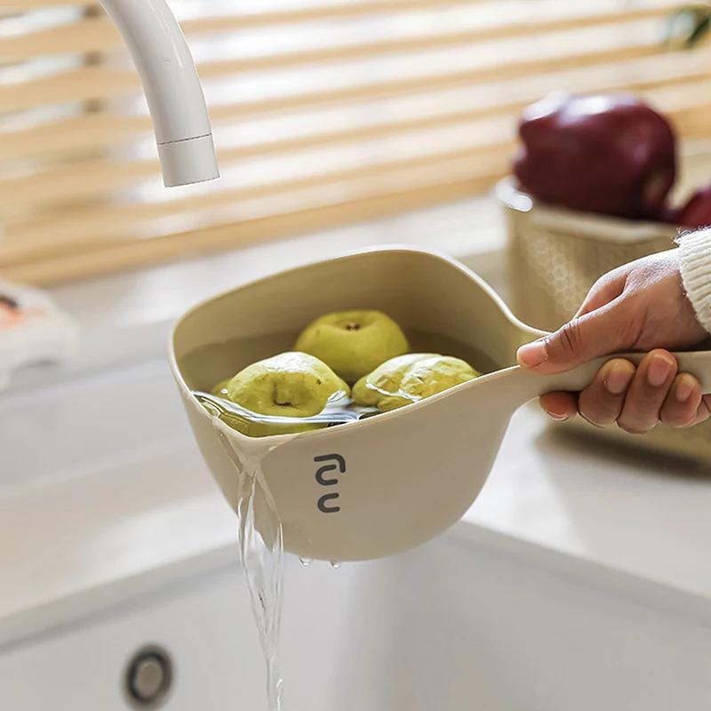 Thickened Water Scoop Large Long Handle Deepened Watering Vegetable Scoop Kitchen Vegetable And Fruit Washing Scoop Can Be Hung