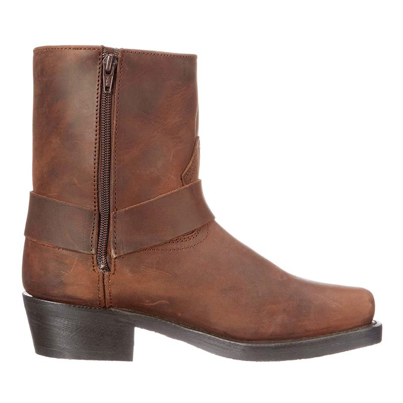 Botas de cuero para hombre, botas vaqueras occidentales con cremallera lateral, botas cortas retro para hombre, botas ligeras y cómodas para exteriores, talla grande
