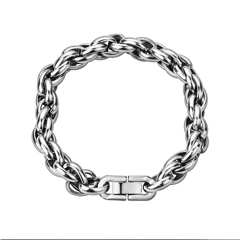 Stainless Steel Cut-Out Hip-Hop Chain Bracelet: Bold European & American Trendsetter Unisex Titanium Bangle