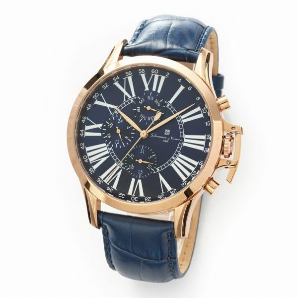 Genuine Salvatore Marra Salvatore Marra waterproof for daily date and day leather strap PGBL watch, SM23101-PGBL, use, display,