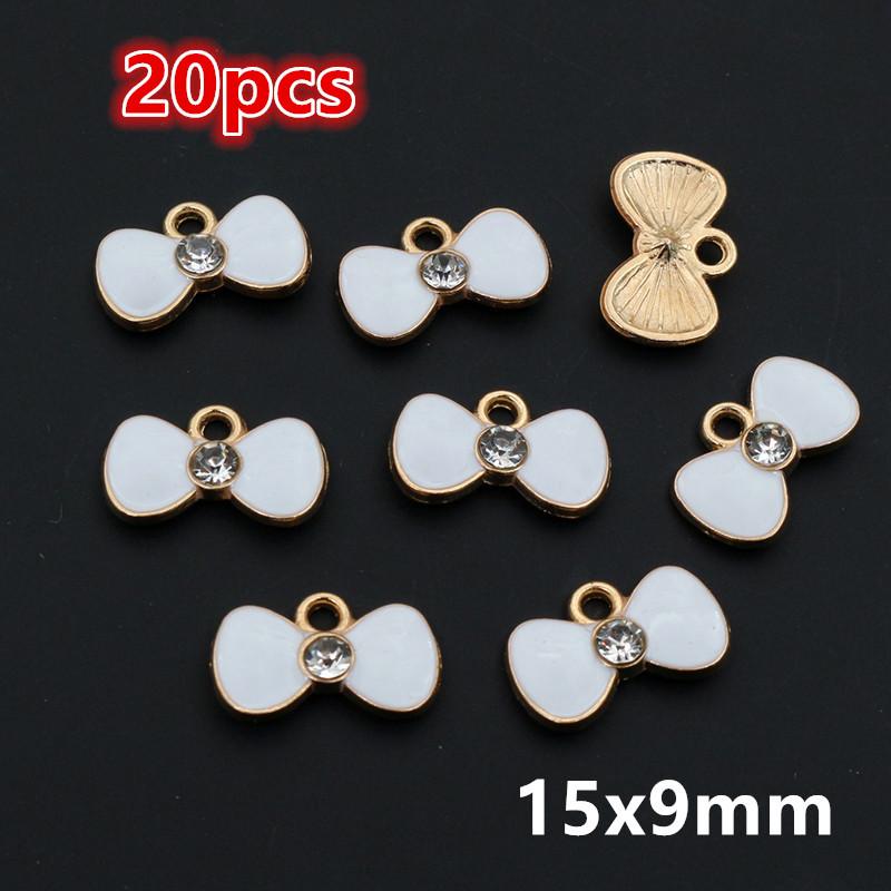 10-20pcs Bow Charms Pendant Enamel Alloy Metal Craft DIY Jewelry Making Accessories Findings for Earrings Necklace Bracelets