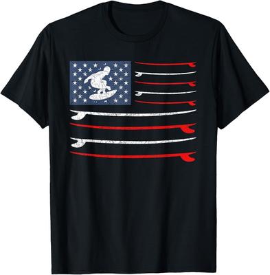 US-Flagge 4. Juli Surf Patriotischer Surfer Surfen Geschenk Unisex T-Shirt