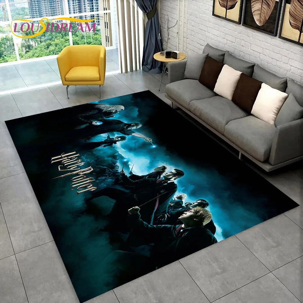 3D P-Potter Magic Academy Movie HD Rug Carpet for Living Room Bedroom Home Decor,Floor Mat Non-slip for Sofa Doormat Gift Kids
