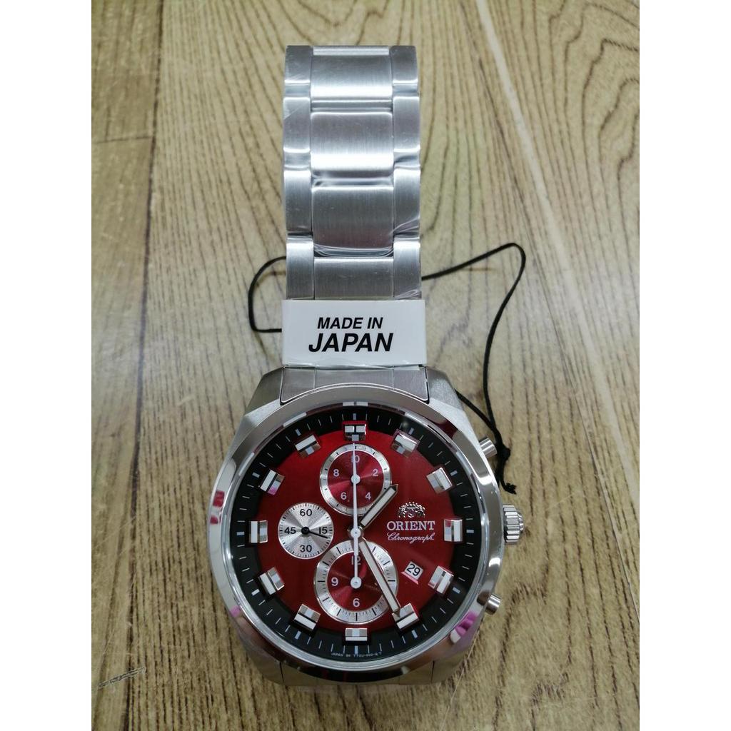 Used ORIENT Silver x Red C320070 Chronograph Watch