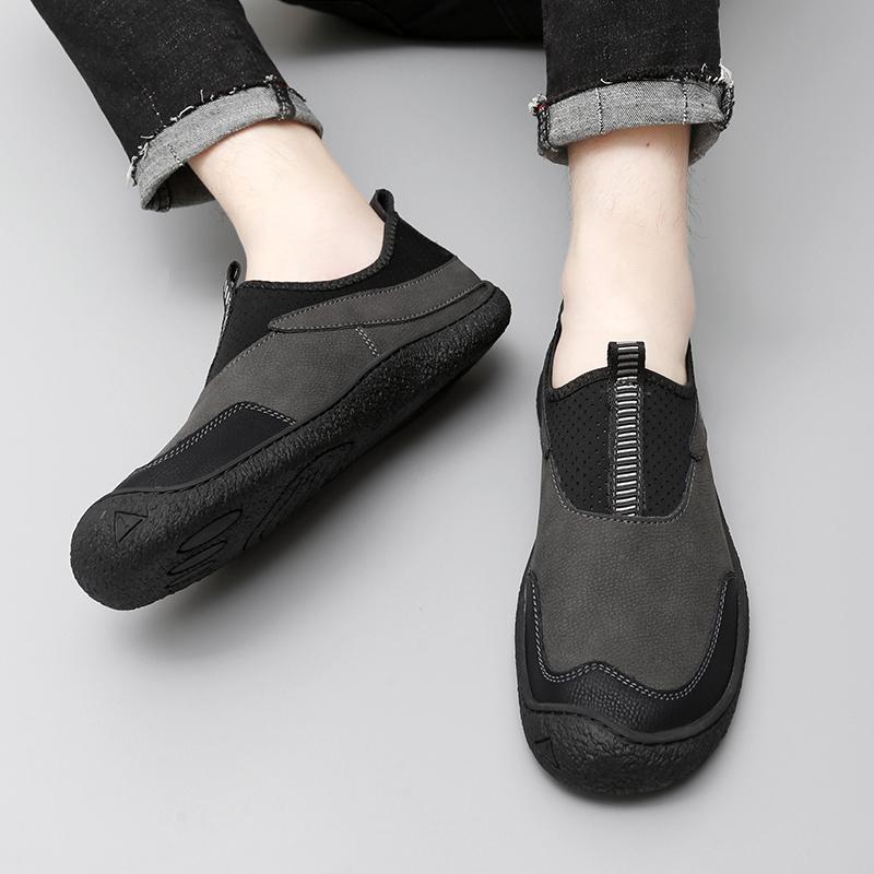 

Мужские кожаные туфли ручной работы, повседневные походные туфли, серые, для вождения, с широким носком, коричневые, без застежек 44 серый