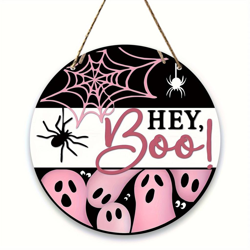 Cute  Round Wooden Hanging Front Door Decoration Sign With Hanging Rope Hanging Sign For Household Window Wall Indoor And Outdoor Decoration Products