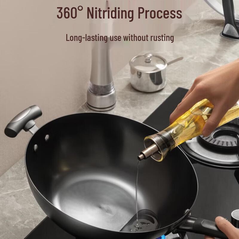 ASD Refined Iron Uncoated Flat-Bottom Wok
