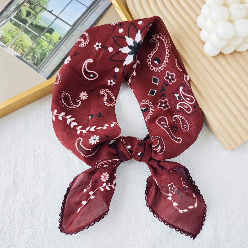 Thin Cotton and Linen Small Square Scarf Fresh and Breathable Women's Soft Literary and Decorative Small Silk Scarf Summer Scarf Women's Versatile