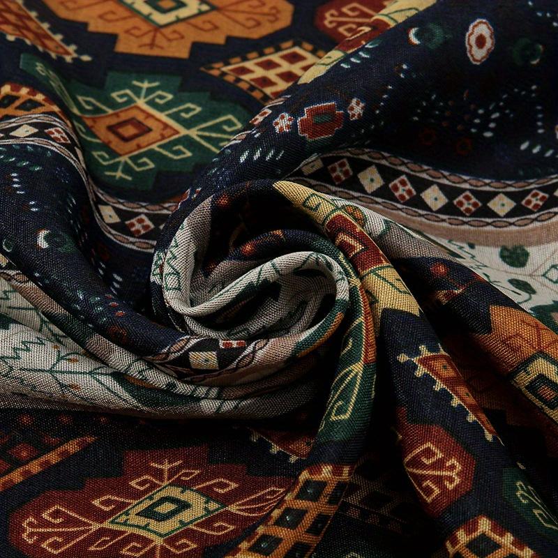 Women's Elegant Scarf - Bohemian Style, Polyester Tassel Trim Shawl for Going Out, Autumn/Winter Season | Sun Protection | Warm Travel Shoulder Cover