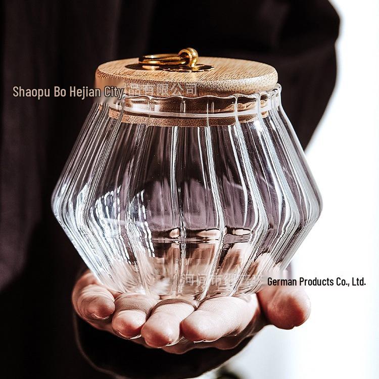 Striped High Borosilicate Glass Tea Jar for Kitchen