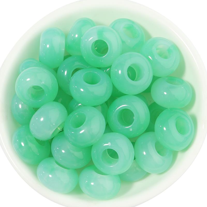 50Pz 14X8mm Perline Acriliche Multicolore Alta Qualità Foro Grande Perline Distanziatrici Sfuse Per Gioielli Fai da Te Braccialetti Collane Accessori