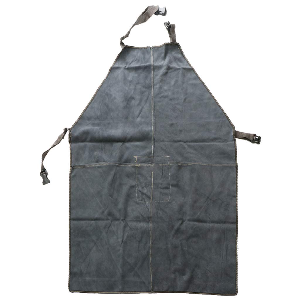 yotijar Welding Apron, Welding Suit, Work Clothes, Artificial Cowhide Leather Protection - Dark Blue 90x60cm
