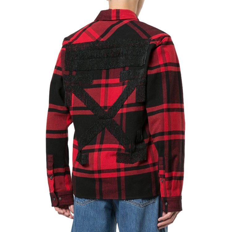 OFF WHITE Embellished Checkered Flannel Shirt OMGA074R19C080242010
