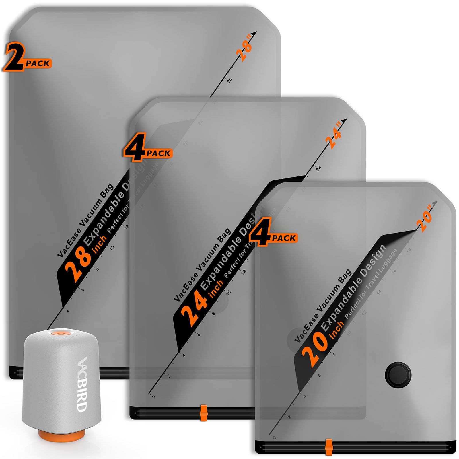 

Vacbird Дорожная одежда Компрессионная Электрическая S 4 M 2 Компрессионные Дорожные Вакуумные Компрессионные Мешки для Хранения Одежды Многоразовые Вакуумные Мешки Мешки, Насос,