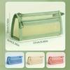 Desk Storage Morandi Mesh Pencil Case with Handle and Zipper, Cute Transparent Stationery Storage Bag